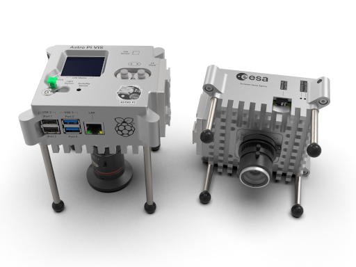 The Astro Pi VIS (left) and Astro Pi IR (right) computers in their flight cases